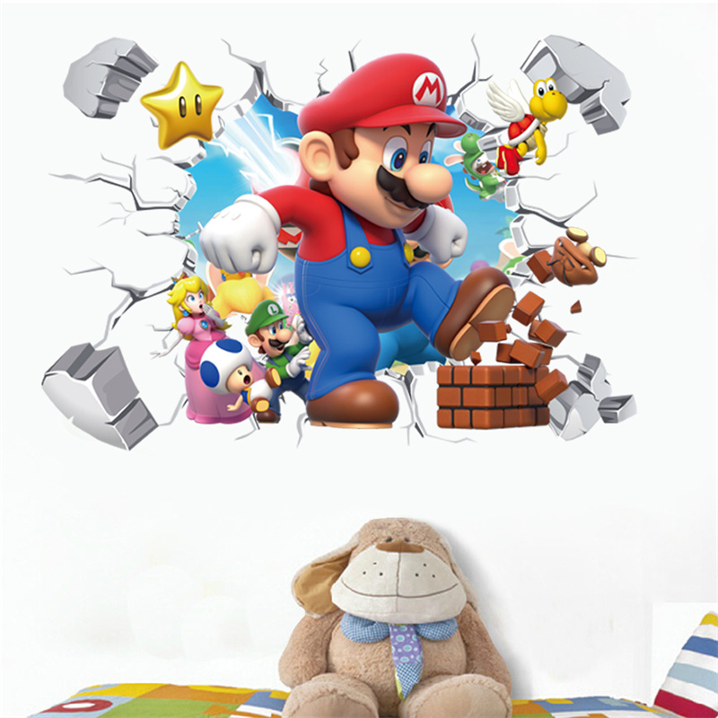 Baby Nursery Vinyl - 3D Cartoon Anime Spielcharaktere Wandaufkleber für