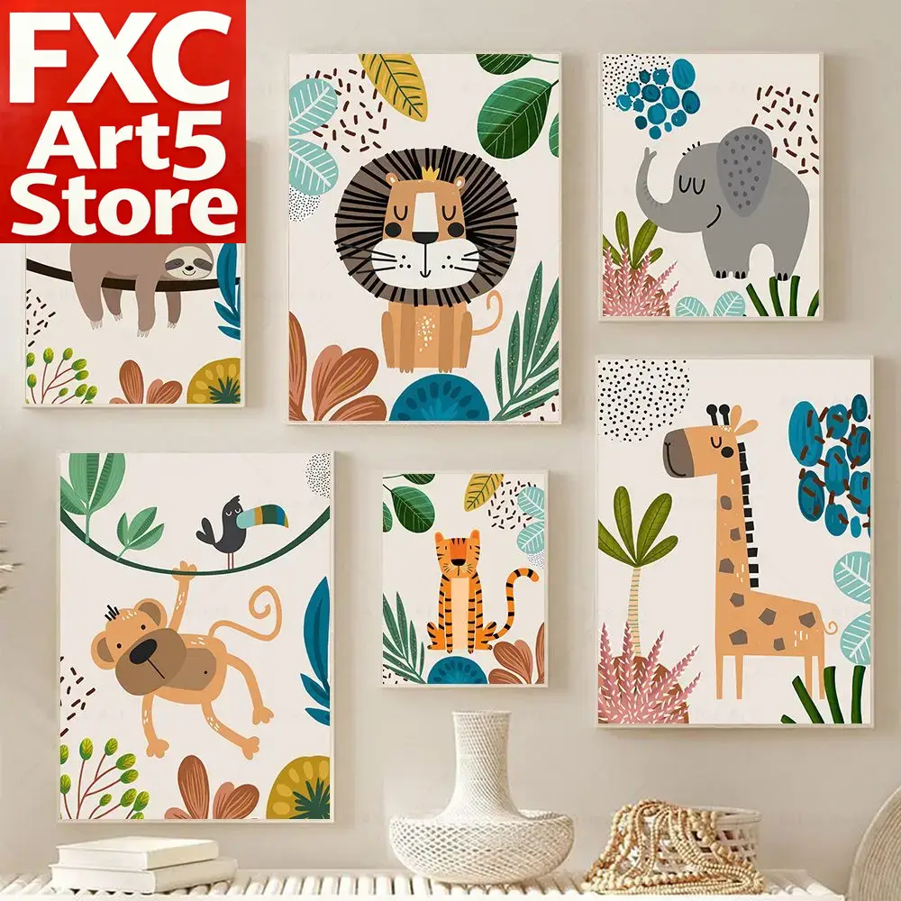 Baby Zebra Nursery - Boho Affe Löwe Giraffe Vogel Zebra