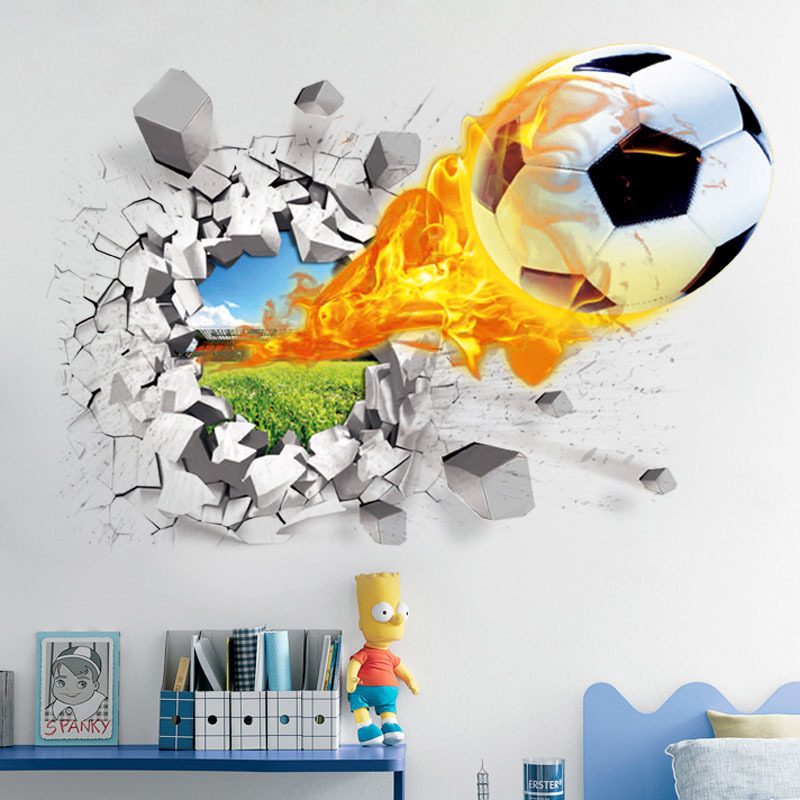 Baby Nursery Vinyl - 3D Fußball gebrochen Wandaufkleber für Kinderzimmer