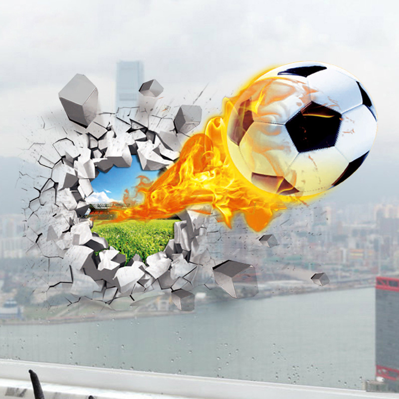 3D Fußball gebrochen Wandaufkl – Baby Nursery Vinyl Bewertung und Preis