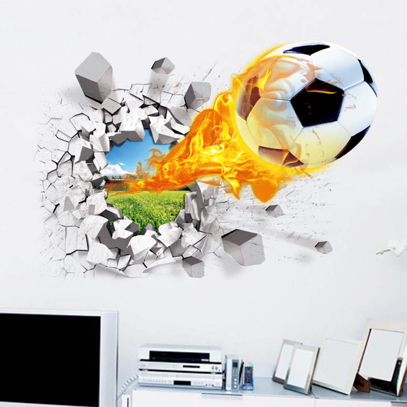 3D Fußball gebrochen Wandaufkl – Baby Nursery Vinyl Bewertung und Preis