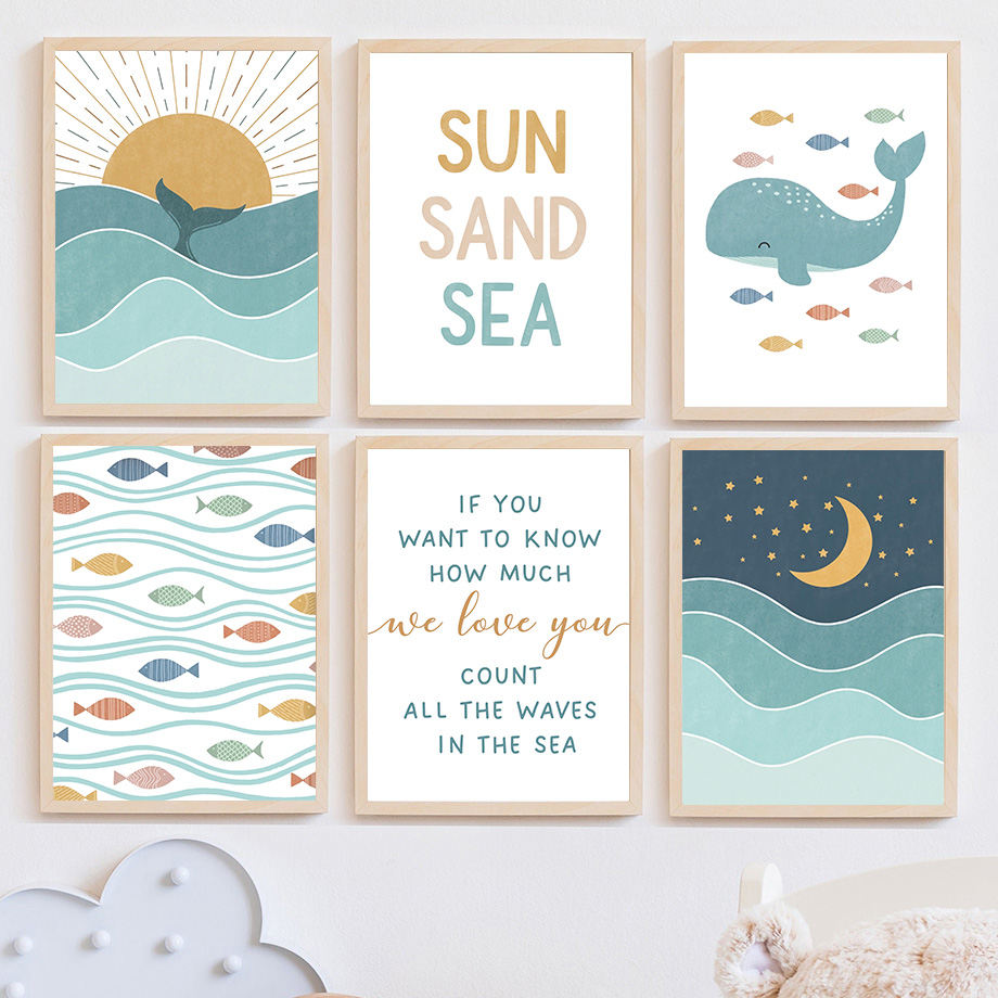 Fisch Wal Möwe Sonnenaufgang S – Baby Boy Nursery Quotes Bewertung und Preis