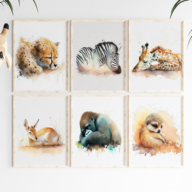 Aquarell Schlafende Safari-Tie – Baby Zebra Nursery Bewertung und Preis